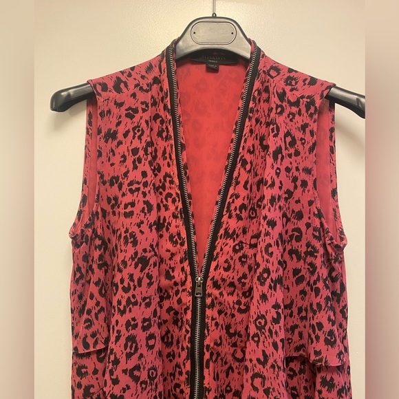 AllSaints Jayda Dress in Pink Leopard Print - Picture 6 of 11